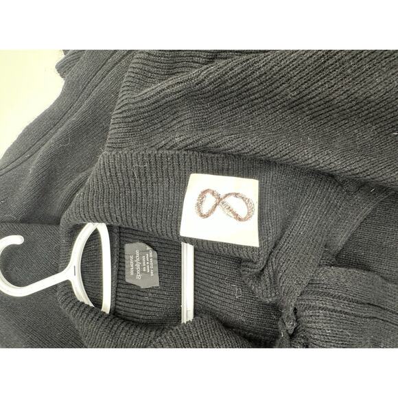 Specialty House Womens Sweater Cape One Size Black Top Button Vintage - Picture 10 of 10